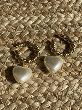 Load image into Gallery viewer, Pearl Heart Hoops
